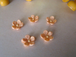 Kwiatek mini - złoty N (5 szt) perłowy