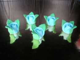 Róża mała z listkiem -niebieska - 1 op ( 5 szt)