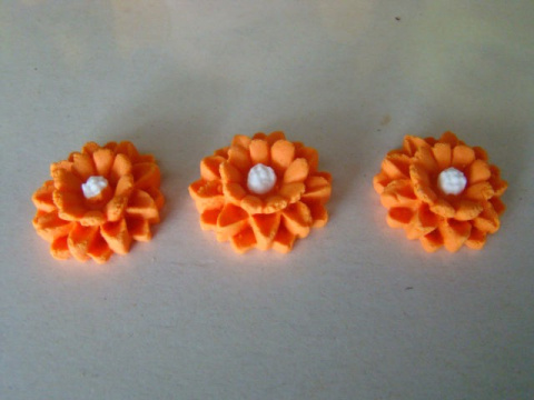 Kwiatek cynii 3D pomarańczowy 1 op ( 3 szt)