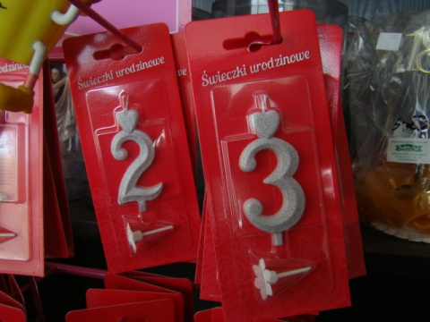 Świeczka urodzinowe srebrne "0-9" 1 szt Świeczka urodzinowe srebrne "0-9" 1 szt