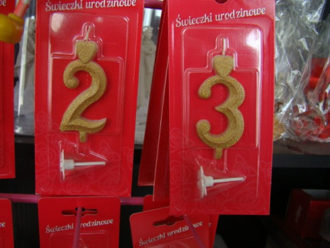 Świeczka urodzinowe złote "0-9" 1 szt Świeczka urodzinowe złote "0-9" 1 szt
